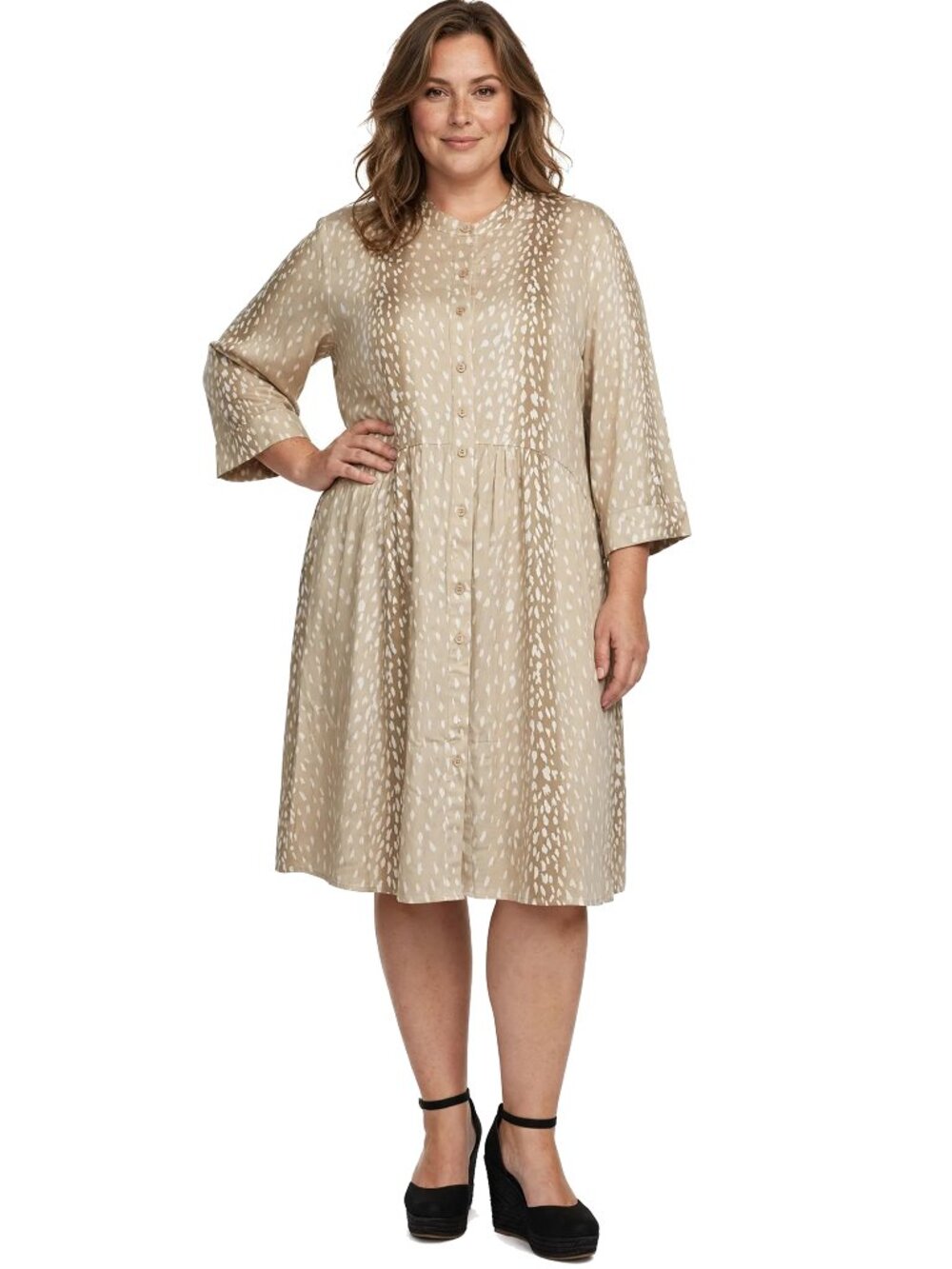 Tuckernuck Antelope Royal Shirt Dress Signature Fawn Animal Print Button Front